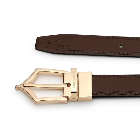 Executive Brogue Pattern Reversible Belt (Chestnut Gold) - FountainEarth