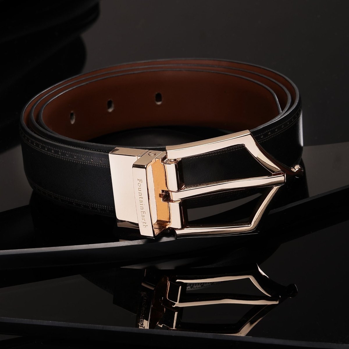 Best formal belts for men - Brouge Midnight Gold | Premium Look