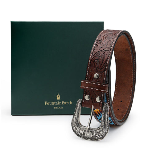 FountainEarth Gaucho-Inspired Beaded Leather Belt — Where Craft Meets Character