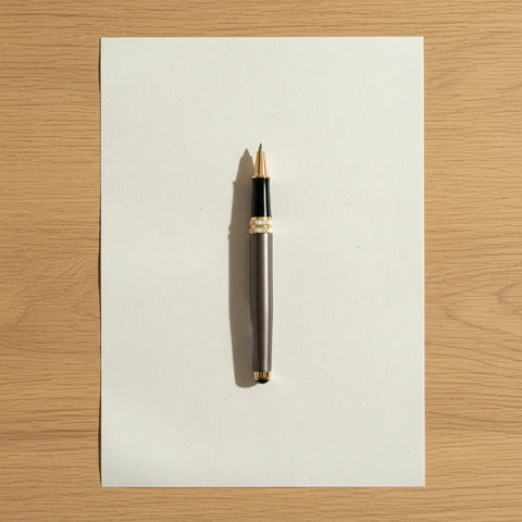 Olive Luxe Metal Body Roller Ball Pen with Golden Finish_ FountainEarth