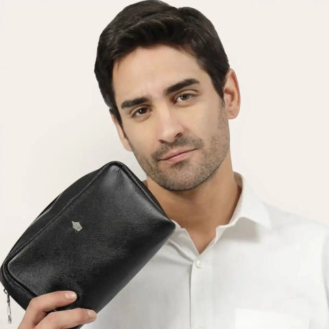 Arista Travel Pouch — Saffiano Leather, Cables + Toiletries Organiser - FountainEarth