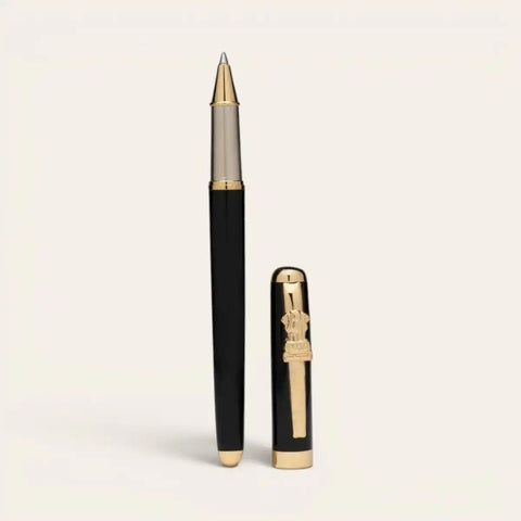 Ashoka Emblem Brass Pen — Solid Brass, Schmidt Refill - FountainEarth