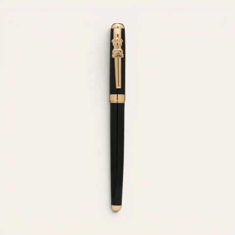 Ashoka Emblem Brass Pen — Solid Brass, Schmidt Refill - FountainEarth