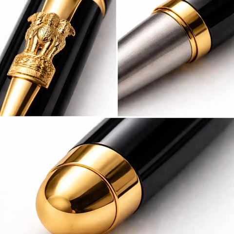 Ashoka Emblem Prestige Brass Metal Pen - FountainEarth