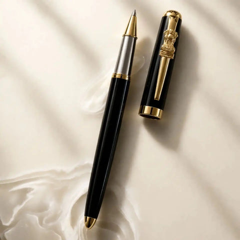 Ashoka Emblem Prestige Brass Metal Pen - FountainEarth