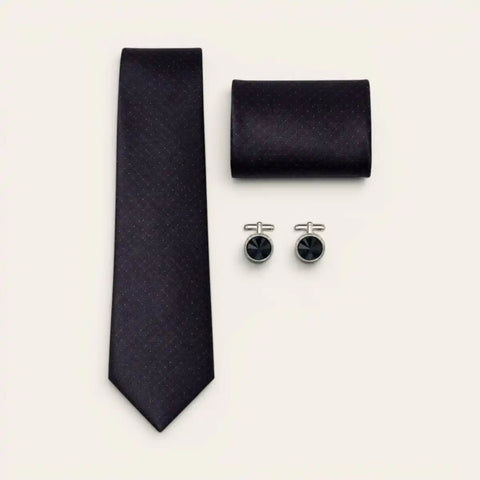 Blue Polka Dot Tie Set — Tie, Pocket Square, Cufflinks - FountainEarth