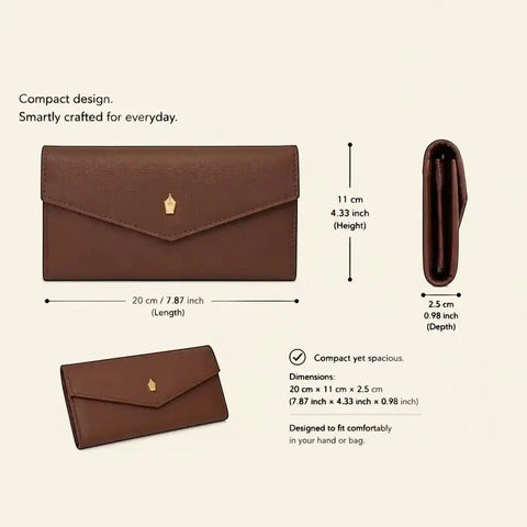 Carter Saffiano Magnetic Envelope Wallet for Women — 12 Cards - FountainEarth