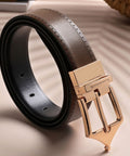 Classic Brogue Pattern Reversible Belt (Chestnut Gold) - FountainEarth