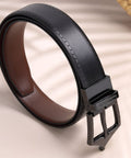 Classic Brogue Pattern Reversible Belt - Midnight Noir - FountainEarth