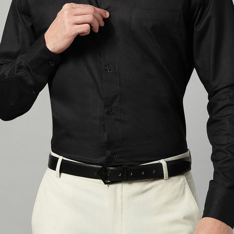 Classic Brogue Pattern Reversible Belt - Midnight Noir - FountainEarth