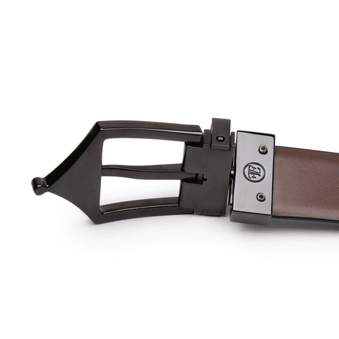 Classic Brogue Pattern Reversible Belt - Midnight Noir - FountainEarth