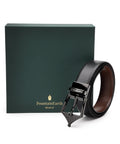 Classic Brogue Pattern Reversible Belt - Midnight Noir - FountainEarth