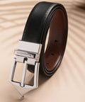 Classic Brogue Pattern Reversible Belt (Midnight Silver) - FountainEarth