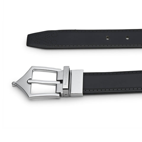 Classic Brogue Pattern Reversible Belt (Midnight Silver) - FountainEarth