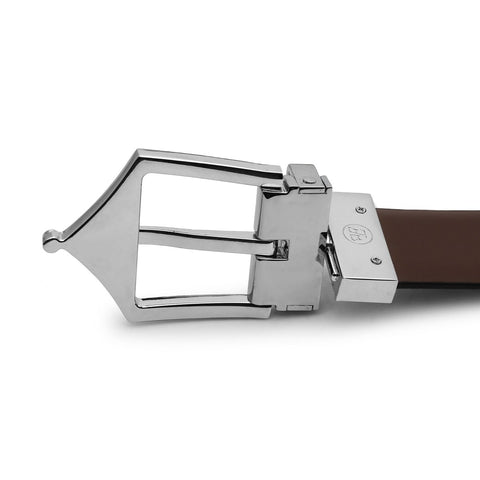 Classic Brogue Pattern Reversible Belt (Midnight Silver) - FountainEarth