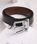 Classic Brogue Pattern Reversible Belt (Midnight Silver) - FountainEarth