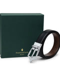 Classic Brogue Pattern Reversible Belt (Midnight Silver) - FountainEarth