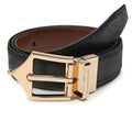 Classic Brogue Pattern Reversible Leather Belt (Midnight Gold) - FountainEarth