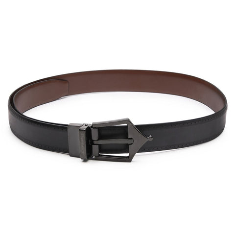 Classic Brogue Reversible Leather Belt (Midnight Black) - FountainEarth