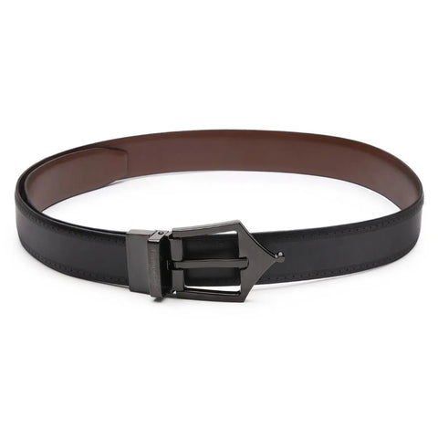Classic Brogue Reversible Leather Belt (Midnight Black) - FountainEarth