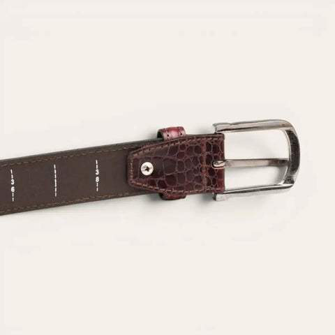 Classic Croco Leather Belt — Machine - Embossed, Formal Pin Buckle - FountainEarth