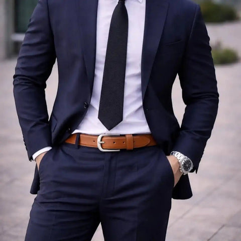 Classic Everyday Leather Belt — Smooth Finish, Pin Buckle, LWG - FountainEarth