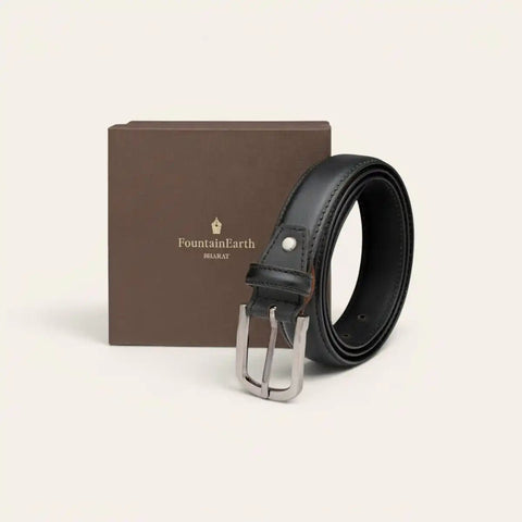 Classic Everyday Leather Belt — Smooth Finish, Pin Buckle, LWG - FountainEarth