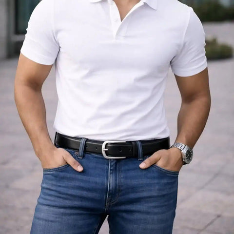 Classic Everyday Leather Belt — Smooth Finish, Pin Buckle, LWG - FountainEarth