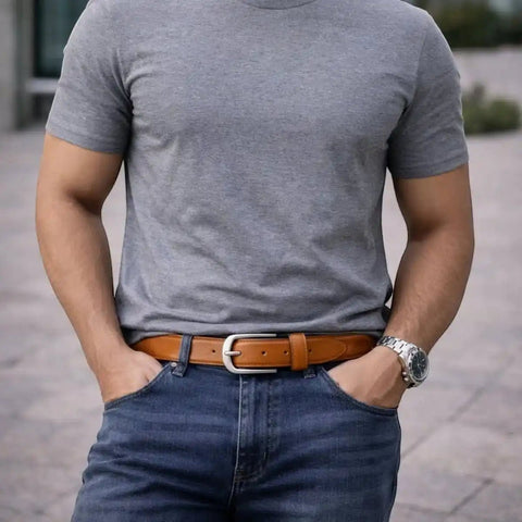 Classic Everyday Leather Belt — Smooth Finish, Pin Buckle, LWG - FountainEarth