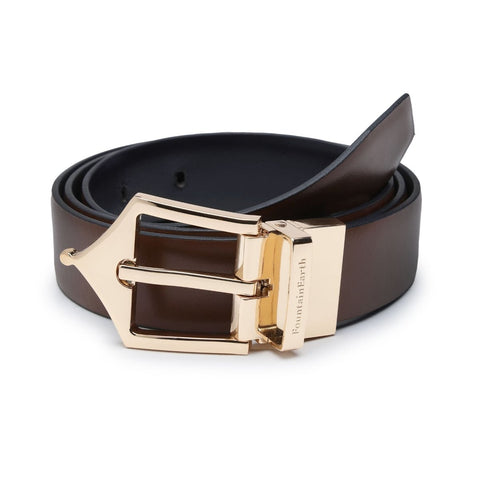 Classic Reversible Formal Belt (Chestnut Gold) - FountainEarth