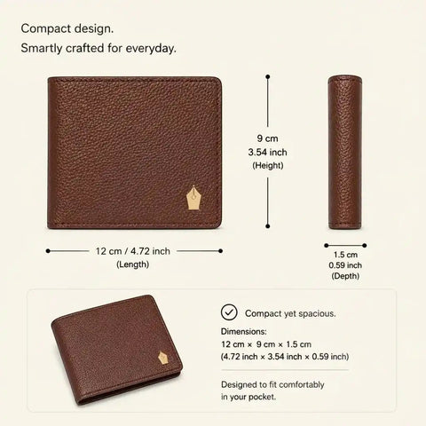 Classic Ultra Slim Bifold Wallet for Men — Pebbled, 8 Cards - FountainEarth