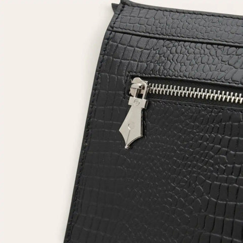 Croco Compact Sling Bag — Machine - Embossed Croco, Hands - Free - FountainEarth