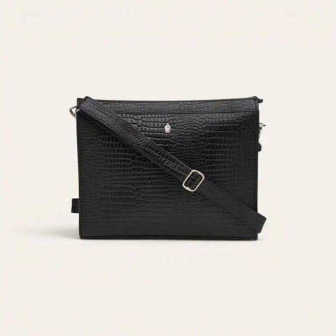 Croco Compact Sling Bag — Machine - Embossed Croco, Hands - Free - FountainEarth