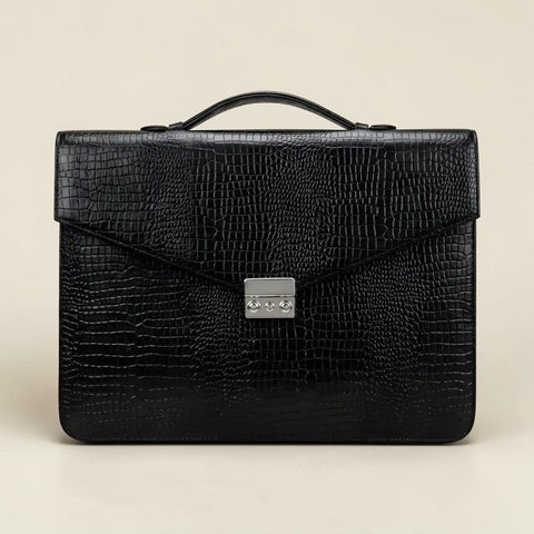 Croco Leather Briefcase - FountainEarth