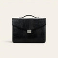 Croco Leather Briefcase Sling Bag — Unisex, 15" Laptop, Trolley Strap - FountainEarth