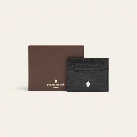 Croco Leather Card Holder — 6 Slots, Machine - Embossed Croco - FountainEarth