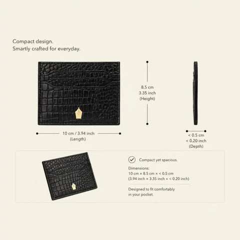 Croco Leather Card Holder — 6 Slots, Machine - Embossed Croco - FountainEarth