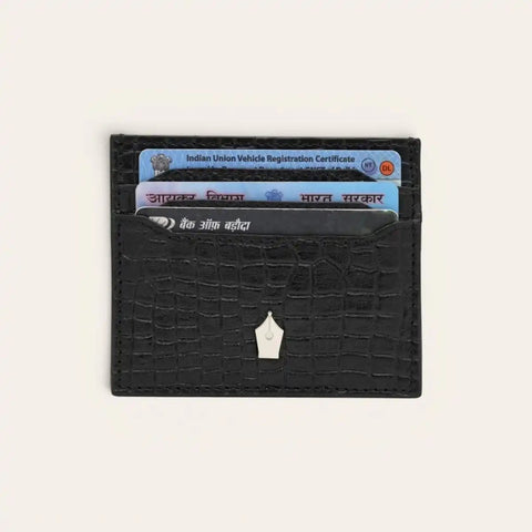 Croco Leather Card Holder — 6 Slots, Machine - Embossed Croco - FountainEarth