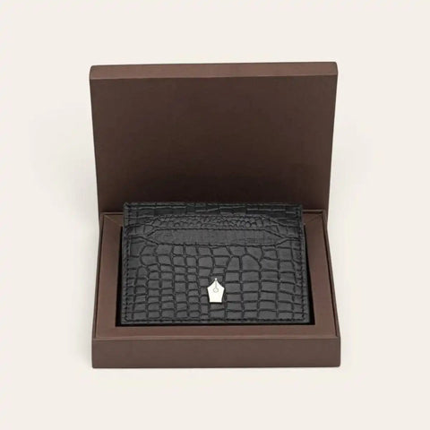 Croco Leather Card Holder — 6 Slots, Machine - Embossed Croco - FountainEarth