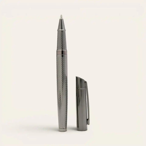 Croco Leather Keyring + Gunmetal Brass Pen Gift Set - FountainEarth