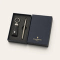 Croco Leather Keyring + Gunmetal Brass Pen Gift Set - FountainEarth