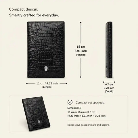Croco Leather Passport Travel Wallet — Passport + 4 Cards - FountainEarth