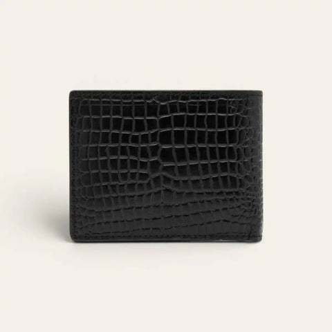 Croco Slim Leather Wallet for Men — 8 Cards, Machine - Embossed - FountainEarth