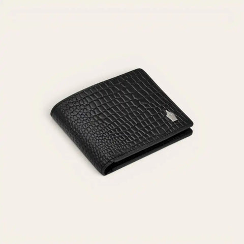 Croco Slim Leather Wallet for Men — 8 Cards, Machine - Embossed - FountainEarth