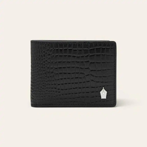 Croco Slim Leather Wallet for Men — 8 Cards, Machine - Embossed - FountainEarth
