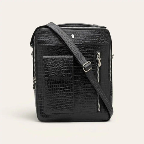 Croco Travel Bag — 13 - inch Tablet, 5 Compartments, Croco Leather - FountainEarth