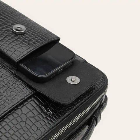 Croco Travel Bag — 13 - inch Tablet, 5 Compartments, Croco Leather - FountainEarth