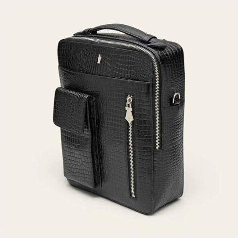 Croco Travel Bag — 13 - inch Tablet, 5 Compartments, Croco Leather - FountainEarth