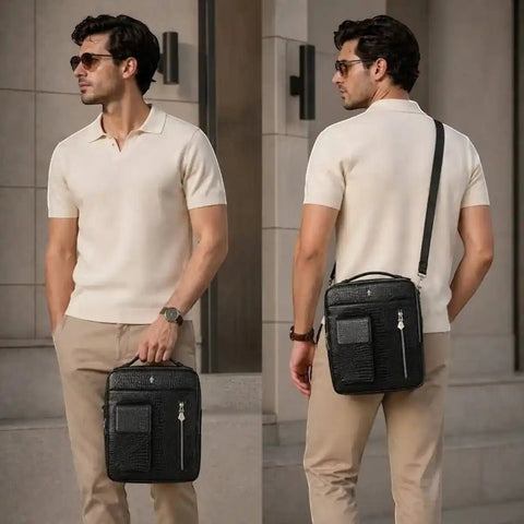 Croco Travel Bag — 13 - inch Tablet, 5 Compartments, Croco Leather - FountainEarth
