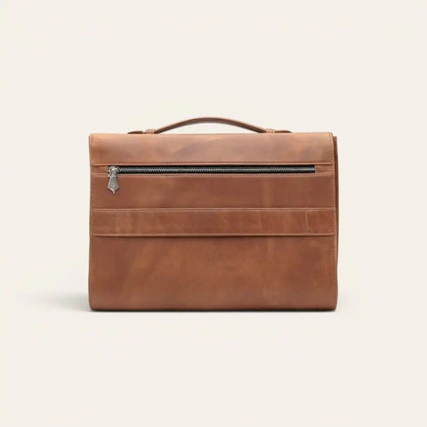 Crunch Leather Office Briefcase — Fits 15 - inch Laptop, Magnetic Flap - FountainEarth